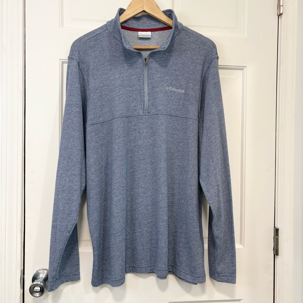 Columbia 1/4 Zip Pullover Sweater Mens XL Light Blue Sweatshirt Preppy Outdoor